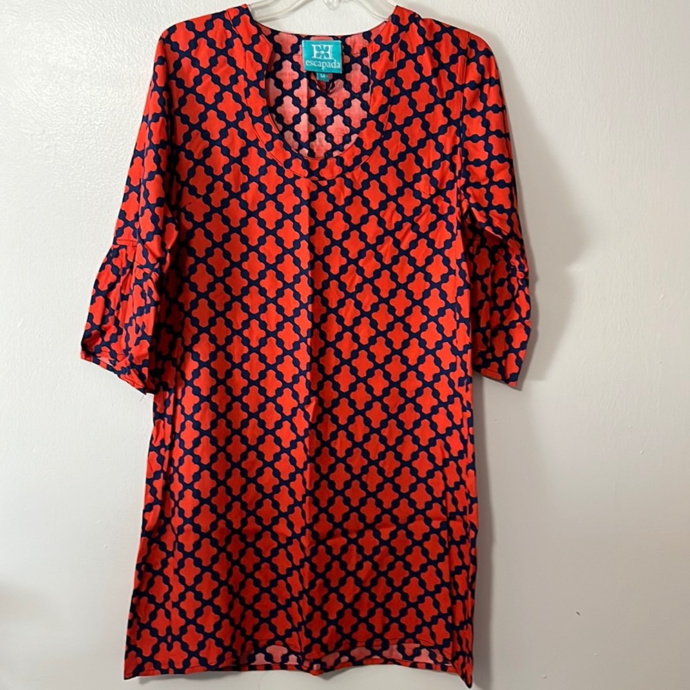 Escapada Orange & Navy 3/4 Bell Sleeve Dress